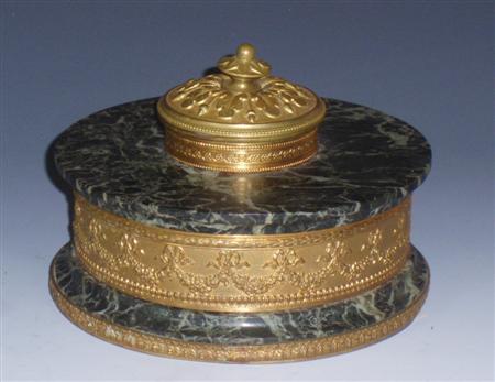 Appraisal: A th century Verde marble and gilt metal inkwell of