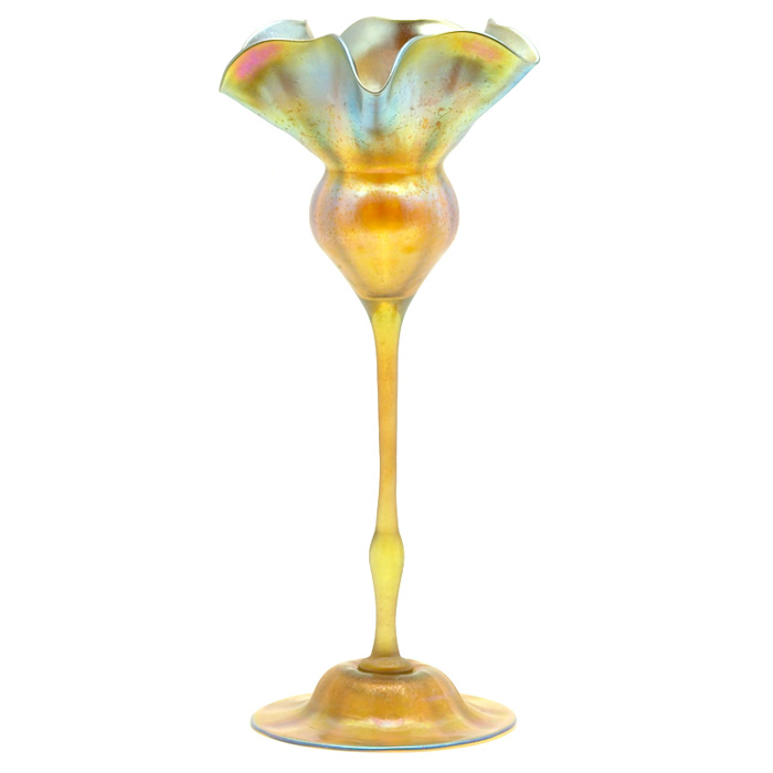 Appraisal: Unusual L C Tiffany vase floriform in gold favrile glass