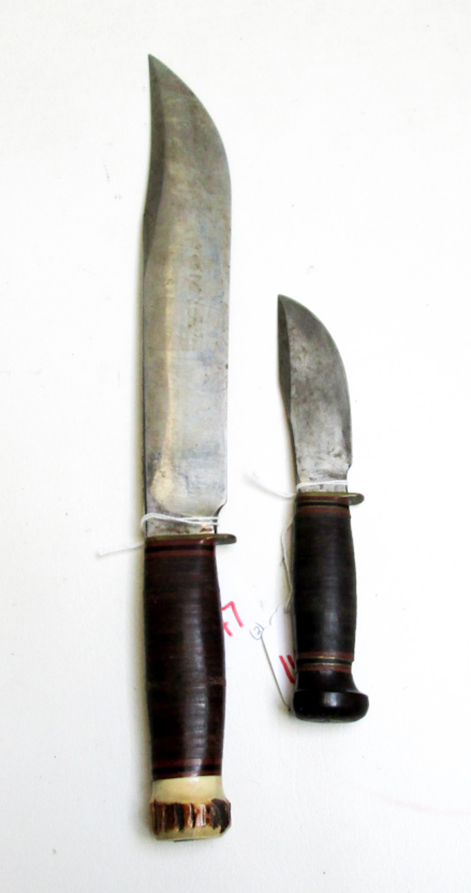 Appraisal: TWO COLLECTABLE MARBLES FIXED BLADE KNIVES the first a large