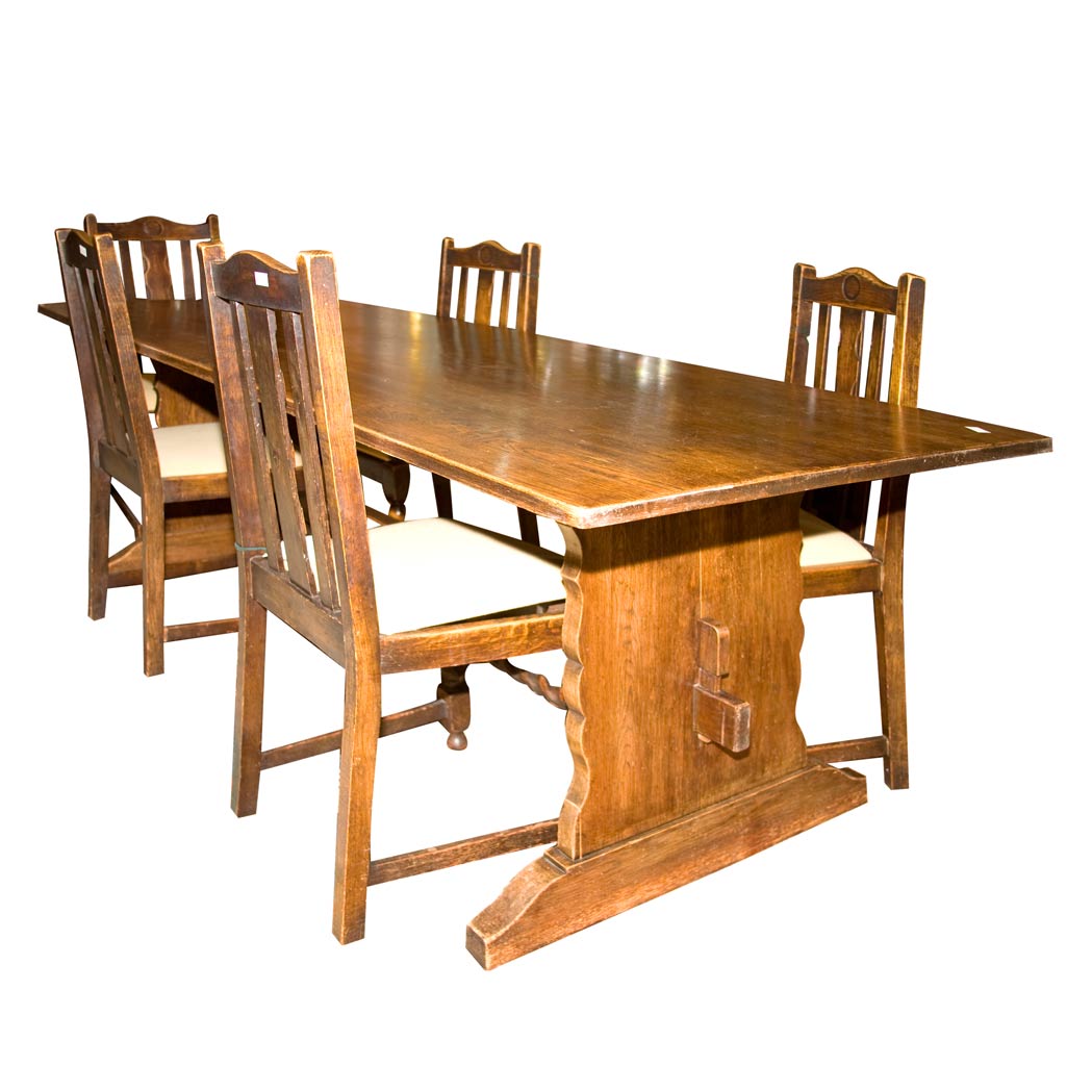 Appraisal: Provincial Walnut Refectory Table Together with a Set of Six