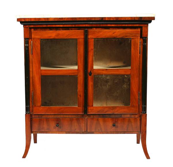 Appraisal: A Biedermeier cabinet with marble top height in width in