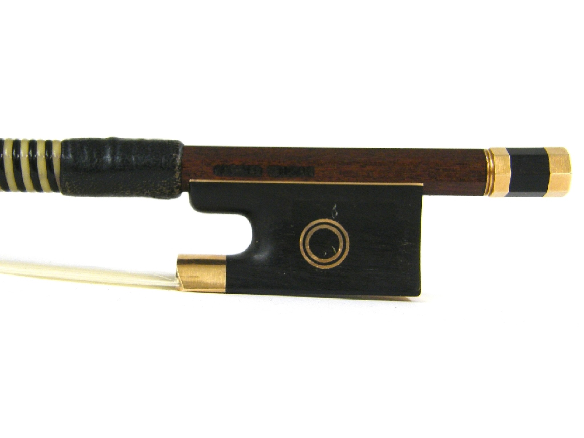 Appraisal: English gold mounted viola bow by and stamped Garner Wilson