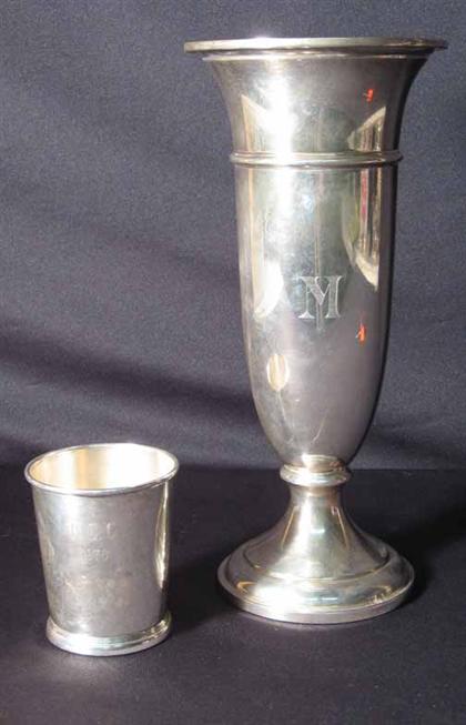 Appraisal: Sterling silver weighted base flower vase and mint julep cup