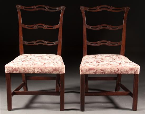 Appraisal: Pair of Federal mahogany ribbon-back side chairs late th early