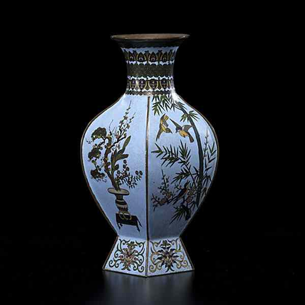 Appraisal: Japanese Cloisonne Vase with Birds Japanese late th century A