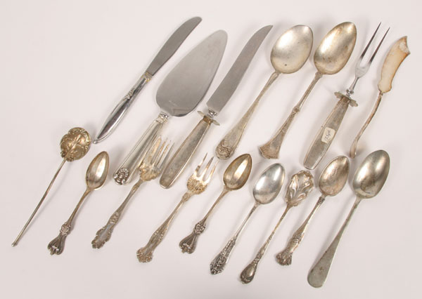 Appraisal: Lot of sixteen mixed sterling plate and nickel flatware articles