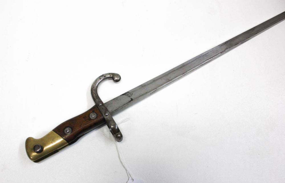 Appraisal: FRENCH MODEL GRAS BAYONET sword type with T shape blade