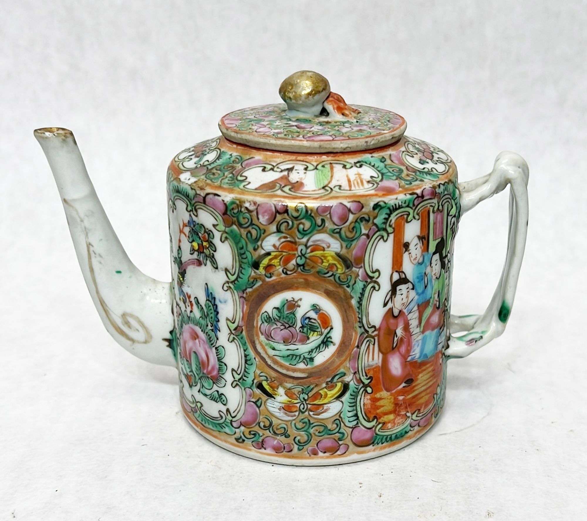 Appraisal: Chinese Export Rose Medallion Child's Teapot tall th c Condition