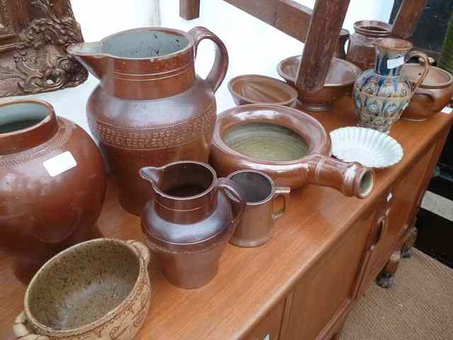 Appraisal: A QUANTITY OF EARTHENWARE SALT GLAZED POTTERY to include a