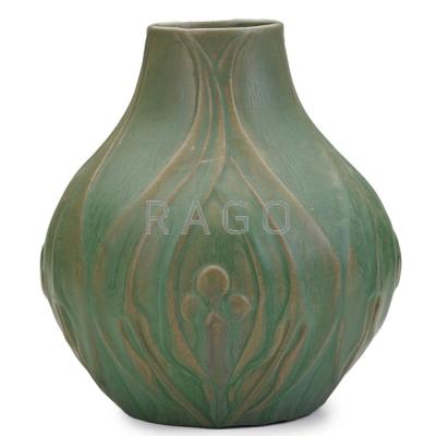 Appraisal: VAN BRIGGLE Vase with trefoil green glaze Colorado Springs CO