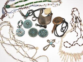 Appraisal: A collection of silver and costume jewelry Featuring six beaded