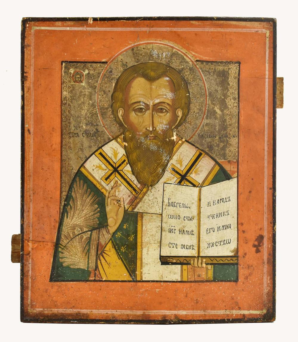 Appraisal: GREEK PAINTED ICON MALE SAINT th Century The bearded Saint