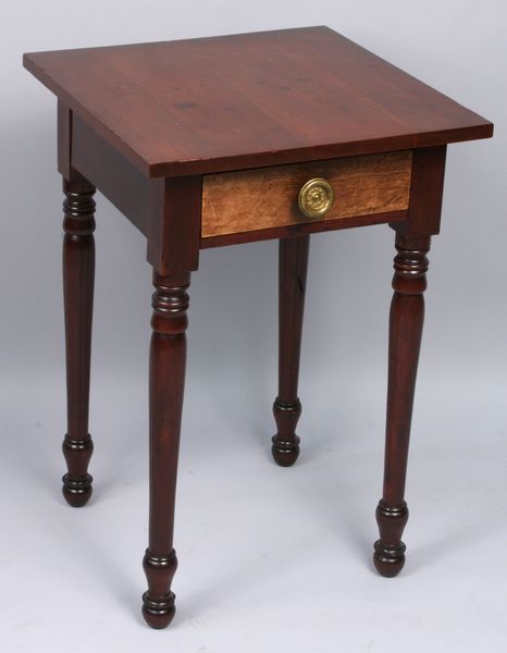 Appraisal: th Century Federal cherry one drawer stand with birdseye maple