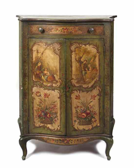 Appraisal: A Victorian Painted Console Cabinet the serpentine top over a