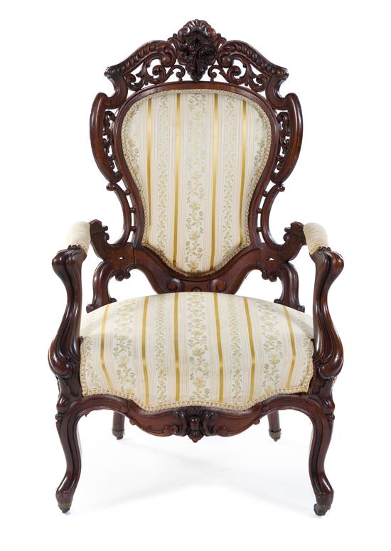 Appraisal: Sale Lot A Rococo Revival Rosewood Armchair j j w