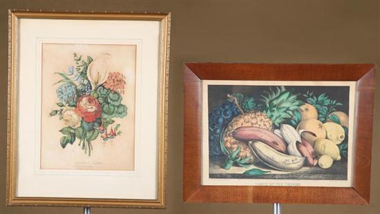 Appraisal: TWO CURRIER IVES PRINTS Floral Gems h w In a