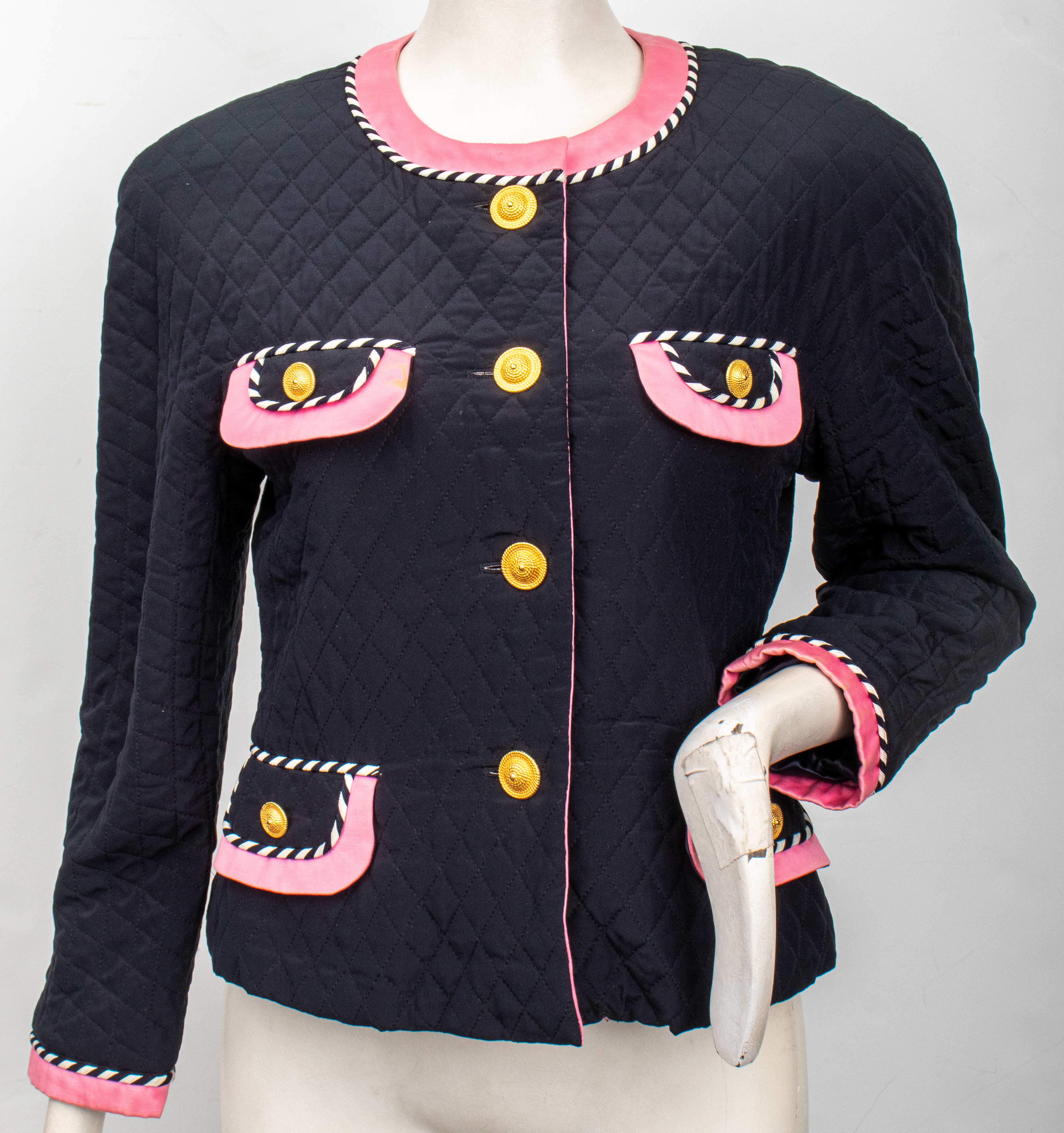 Appraisal: ESCADA QUILTED PINK NAVY JACKET Escada by Margaretha Ley quilted