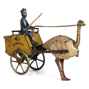 Appraisal: A Lehmann 'Kamerun' Tin Lithograph Ostrich Cart Toy German Late