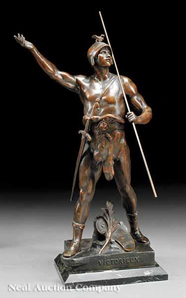 Appraisal: A French Patinated Metal Figure of Valor th c after