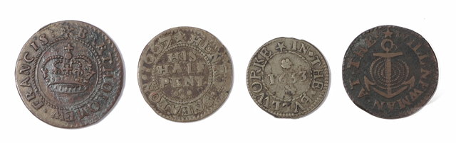 Appraisal: FOUR TH CENTURY TOKENS FINE - VF