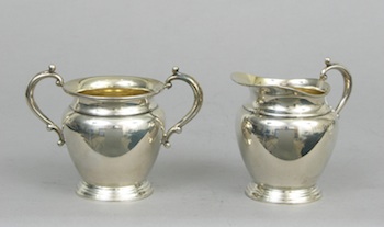 Appraisal: A Sterling Silver Creamer and Sugar Bowl A sterling silver