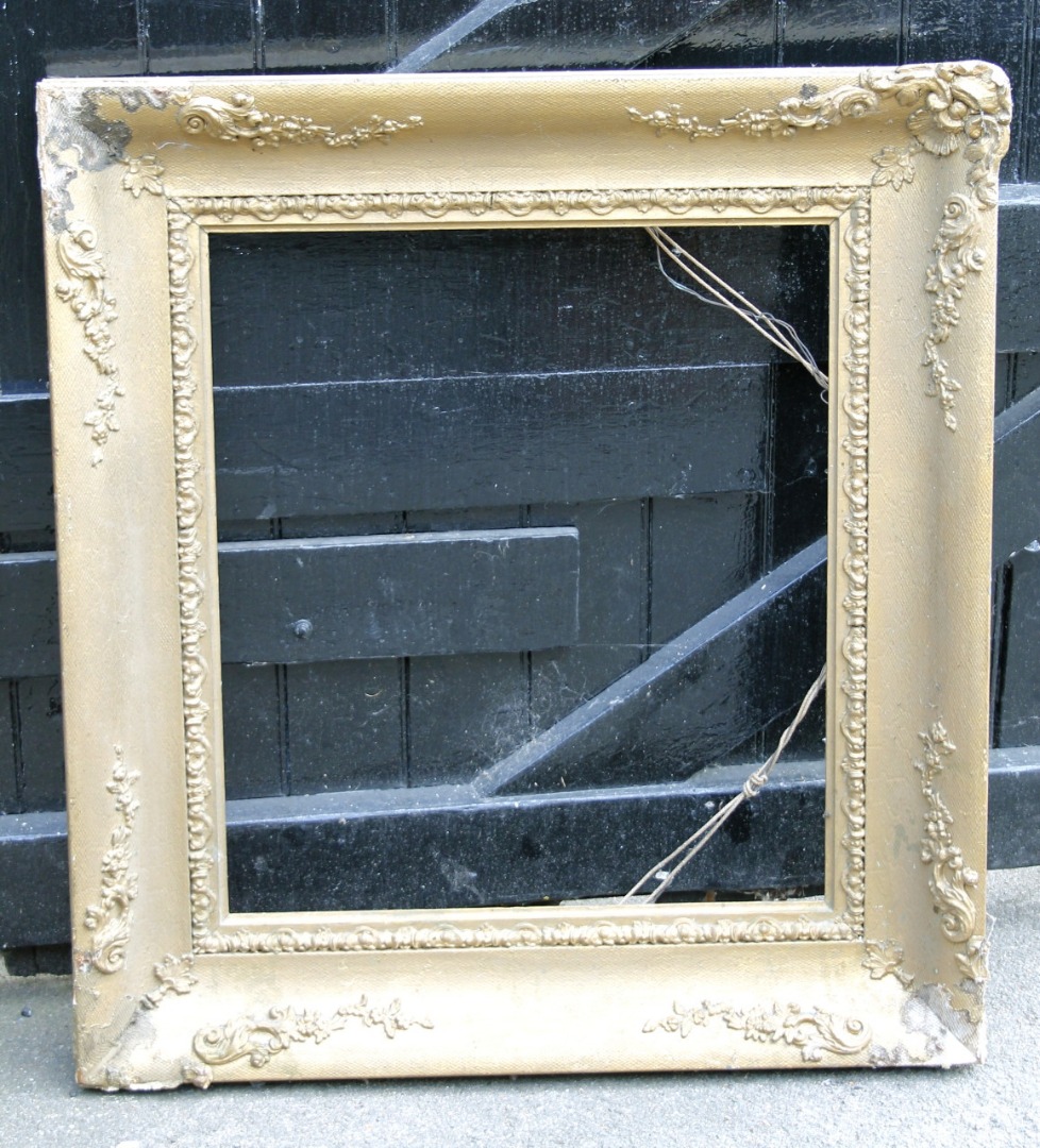 Appraisal: A thC giltwood frame of rectangular outline raised with moulded