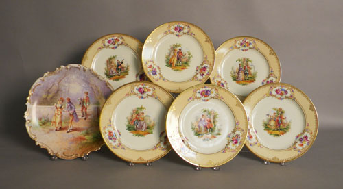 Appraisal: Six Dresden plates dia together with a Limoges charger dia