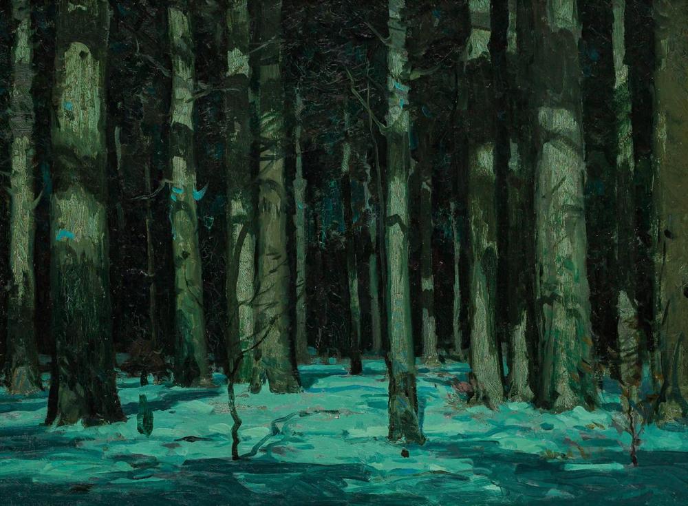 Appraisal: JOHN FABIAN CARLSON American - Winter Forest Nocturne oil on