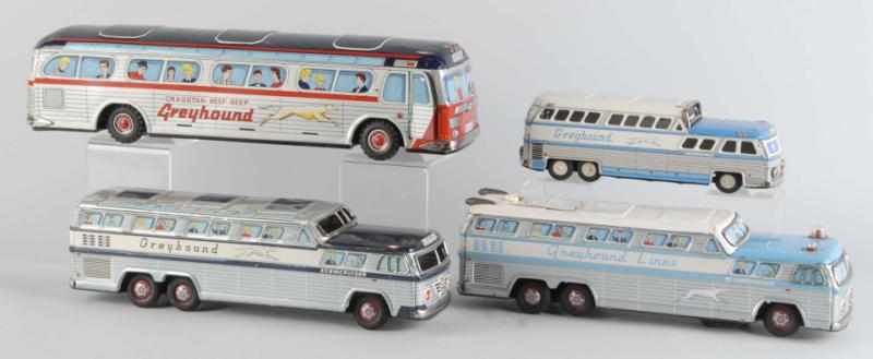 Appraisal: Lot of Tin Litho Greyhound Bus Toys Description Japanese Includes