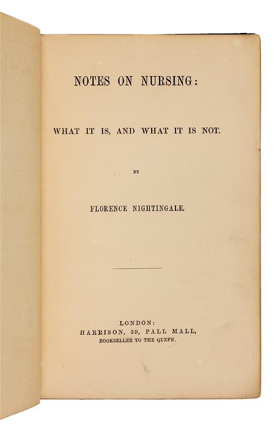 Appraisal: NIGHTINGALE Florence - Notes On Nursing What It Is And