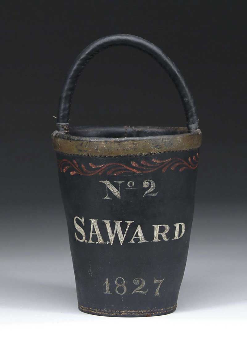 Appraisal: PAINTED LEATHER FIRE BUCKET NO S A WARD The black