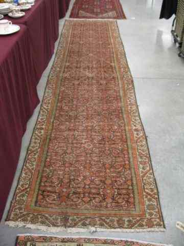 Appraisal: Malayer Persian Handmade Runner geometrics throughout salmon field