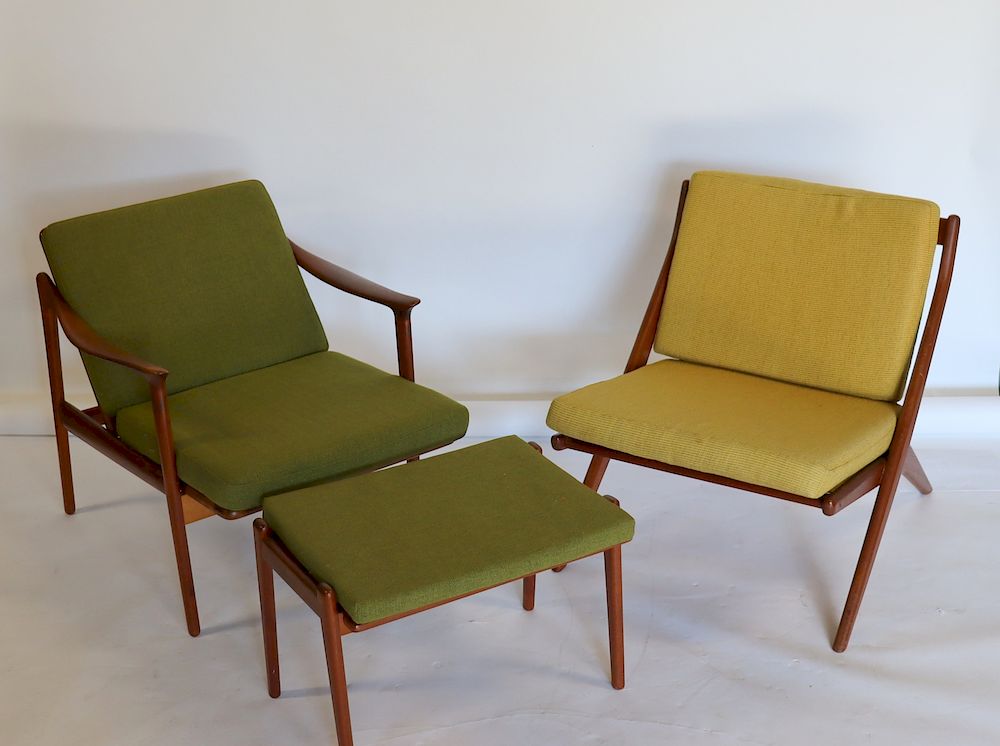 Appraisal: MIDCENTURY Reclining Chair Ottoman Together With a Dux X Frame