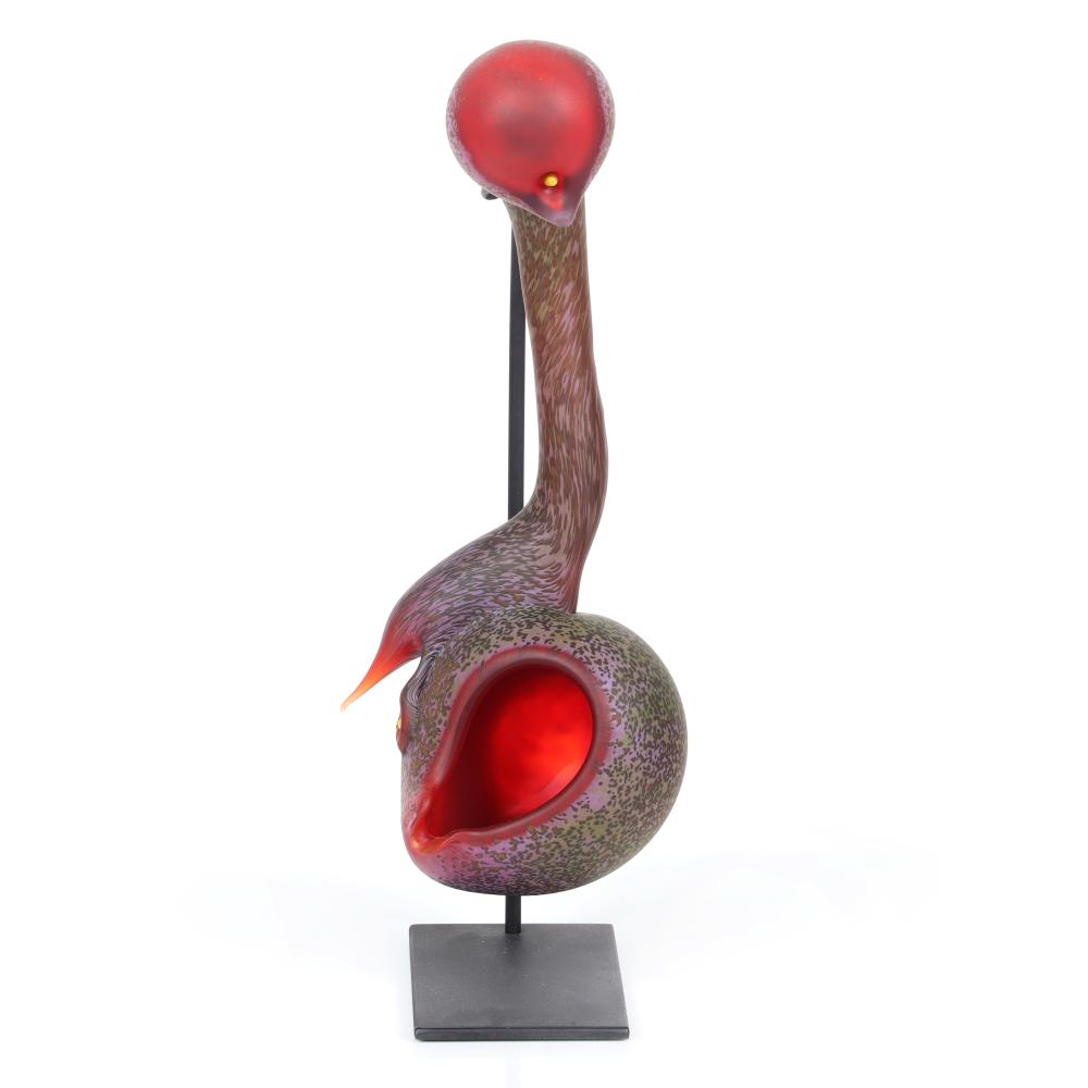 Appraisal: PAUL NELSON AMERICAN ST CENTURY BIRD VESSEL BLOWN AND HOT