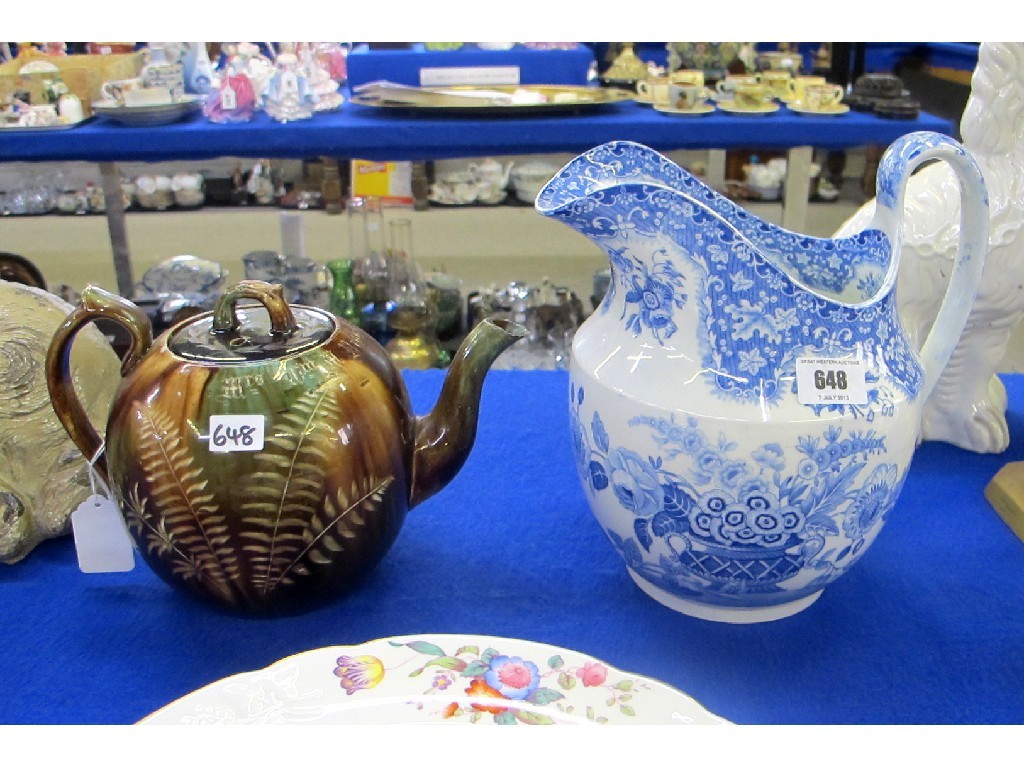 Appraisal: Dunmore pottery teapot decorated with ferns and inscribed 'Mrs Wm