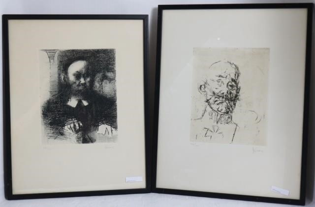 Appraisal: JACK LEVINE - TWO FRAMED ETCHINGS TOINCLUDE A SEATED MAN