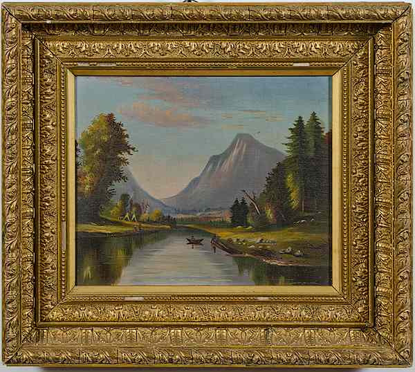 Appraisal: Naive American Landscape Oil on Canvas Early th century A