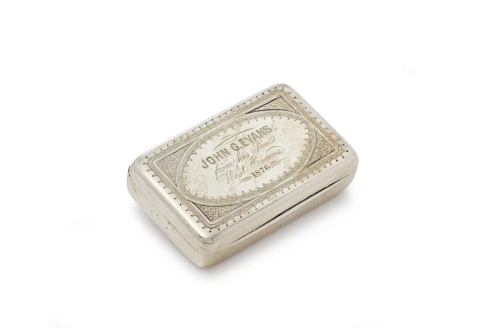 Appraisal: W K Vanderslice Co Silver Presentation Snuff Box ozt San