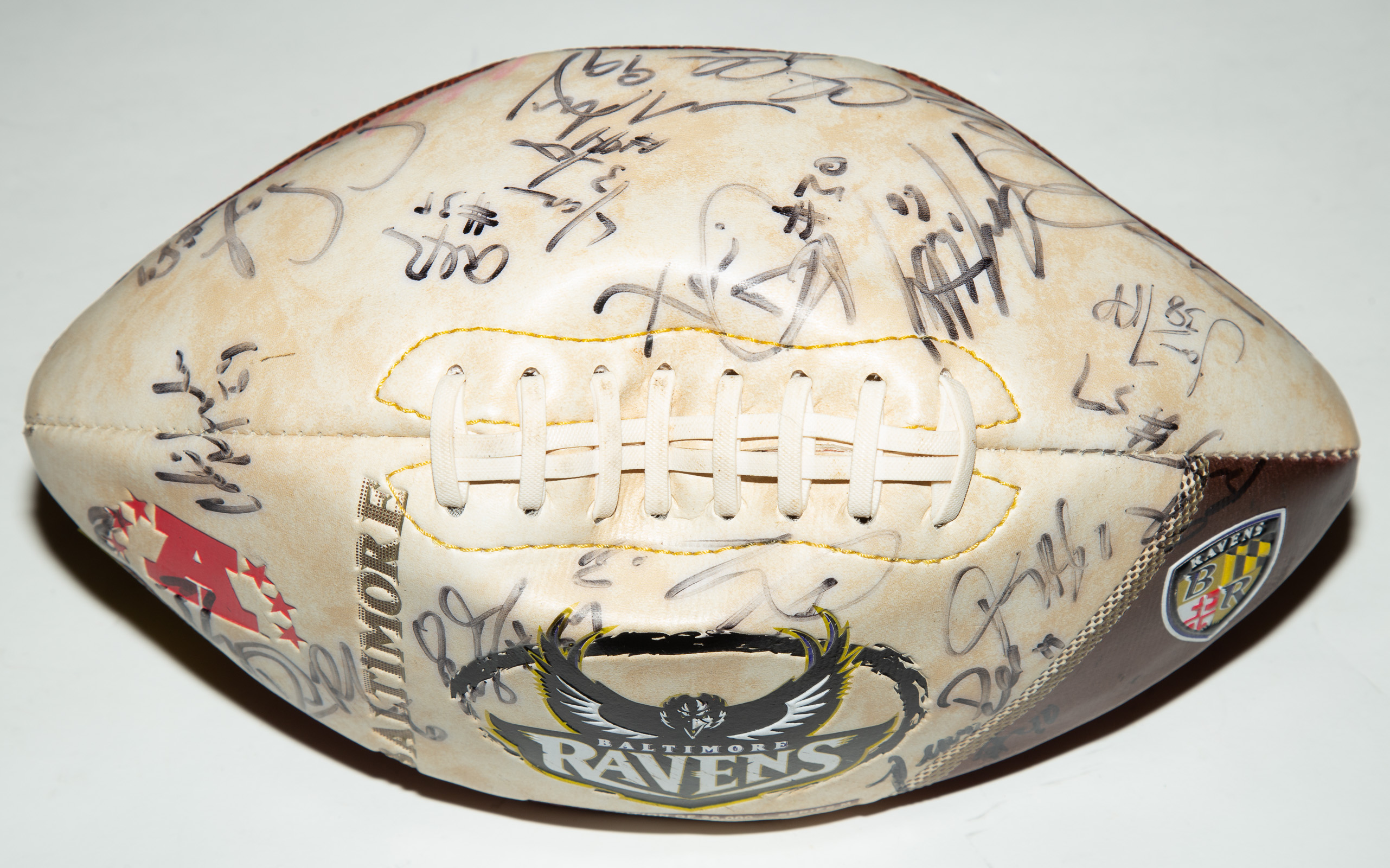 Appraisal: SUPER BOWL CHAMPION RAVENS SIGNED FOOTBALL Souvenir Baltimore Ravens football