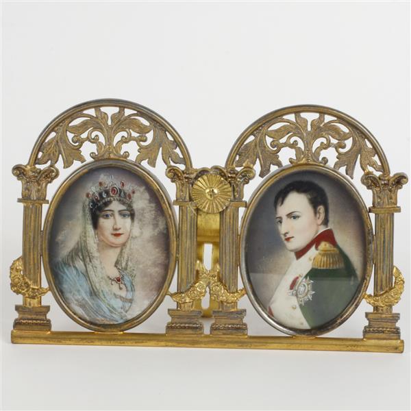 Appraisal: Two hand-touched portrait miniatures on celluloid of Napoleon and Josephine