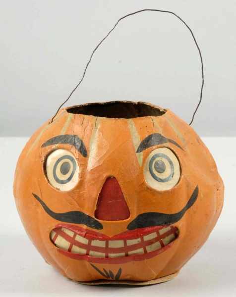 Appraisal: Paper Mache Jack-O-Lantern with Painted Mustache Description German Original paper