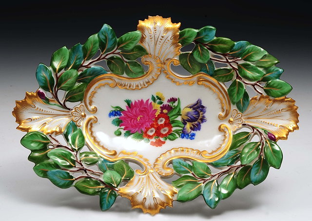 Appraisal: A Vienna porcelain jewel standdated flower painted centre and pierced