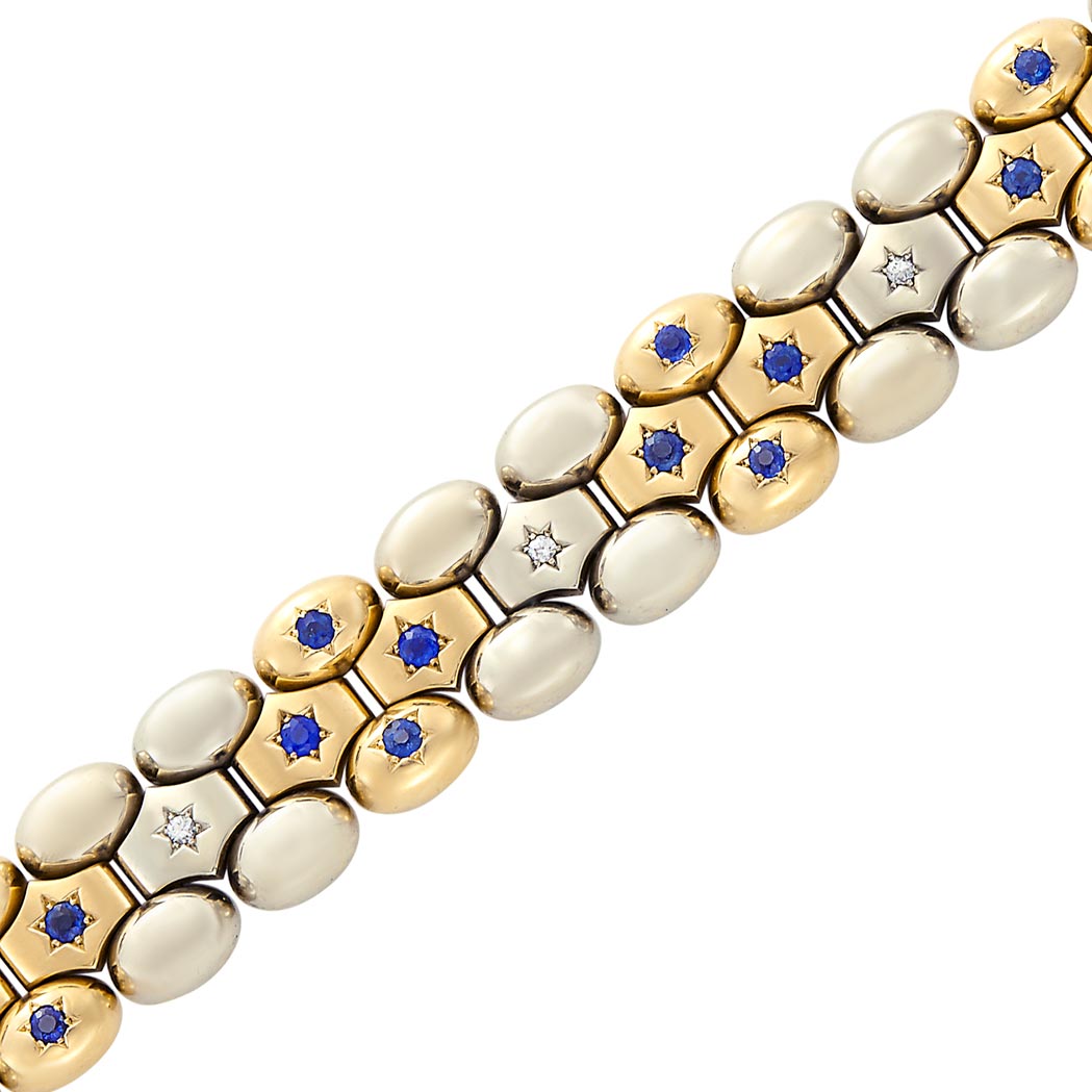 Appraisal: Two-Color Gold Sapphire and Diamond Bracelet kt yellow white gold