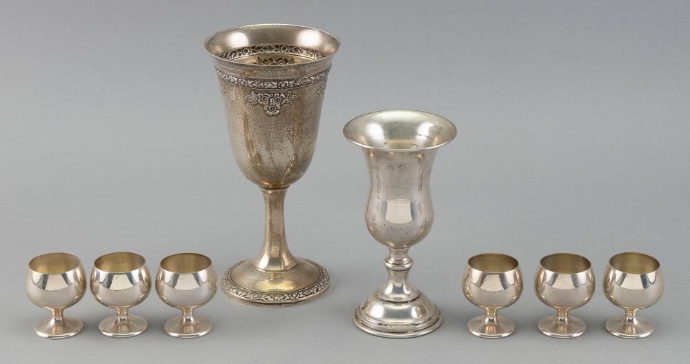 Appraisal: EIGHT STERLING SILVER DRINKING GLASSES TH CENTURY APPROX TROY OZ