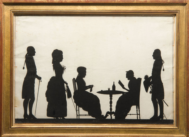 Appraisal: ATTRIBUTED TO TOROND SILHOUETTE CONVERSATION GROUP Ink on paper laid