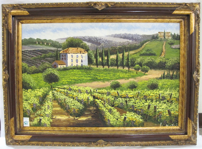 Appraisal: LARGE COLOR PRINT ON CANVAS depicting a California vineyard with