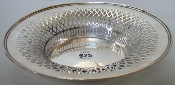 Appraisal: A silver circular dish with lozenge pierced decoration Birmingham