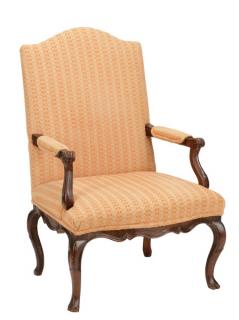 Appraisal: Continental Oak Upholstered Fauteuil Armchair Continental late th early th