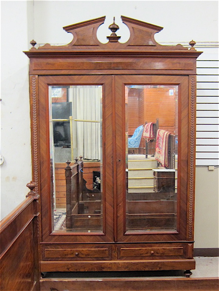 Appraisal: LOUIS XVI STYLE BURL WALNUT ARMOIRE Continental late th century