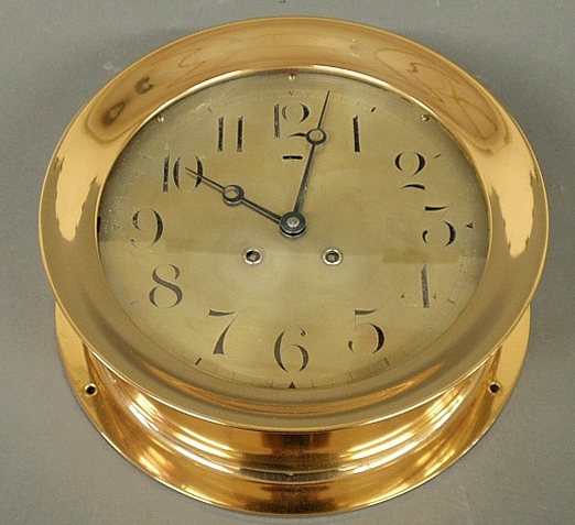 Appraisal: - Brass ships clock Ship s Bell by Chelsea Clock